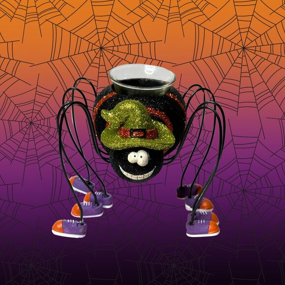 Halloween Glittery Spider Tea Light Candle Holder - Picture 1 of 7